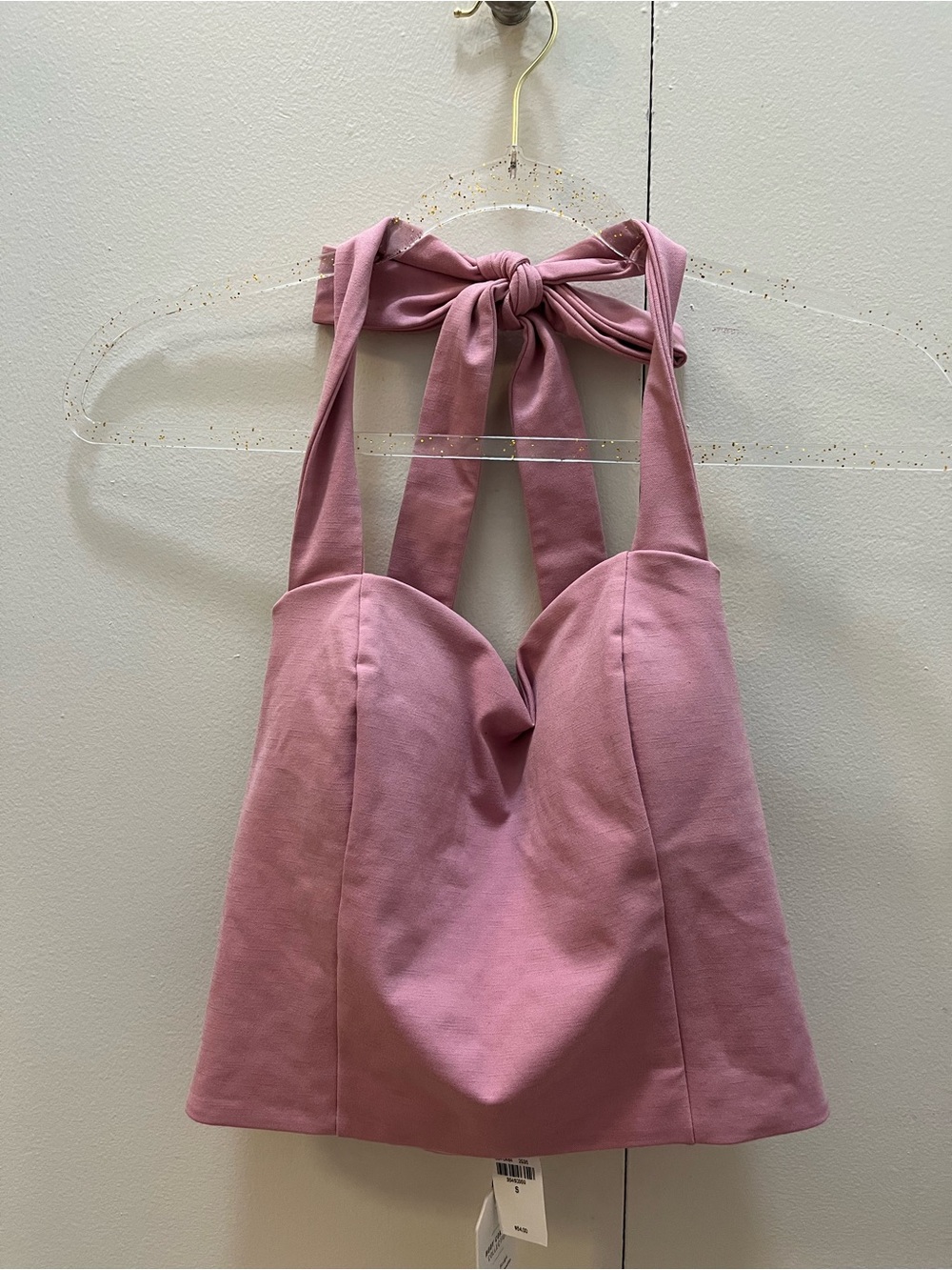 Women's Pink Halter Tie-Back Top